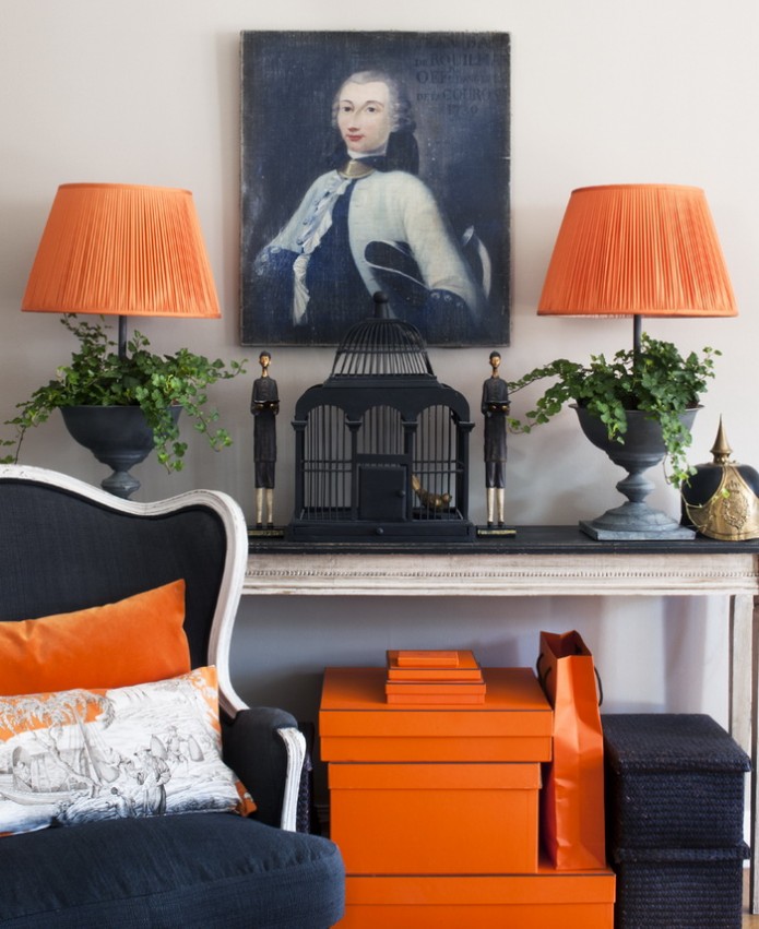 orange lampshades and Hermes boxes orange lampshades and Hermes boxes