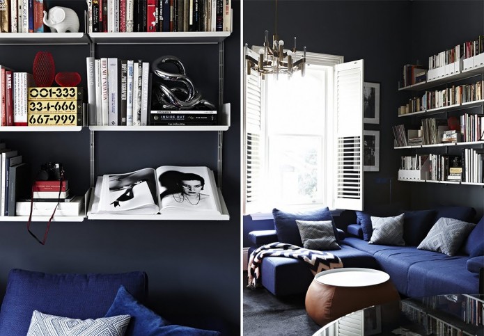 Black Magic Black And Cobalt Blue Living Room