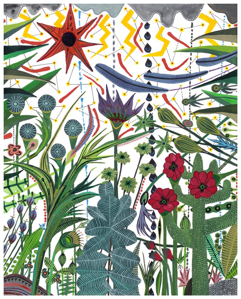 Catherine Hélie-Harvey, etsy, jungle, fleurs, florales, florale, illustrations